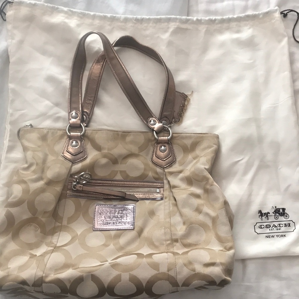 Coach Poppy Tan Gold Handbag